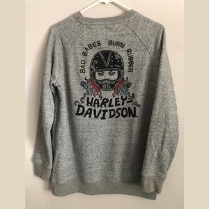 Harley Davidson Women's Raglan Fleece Sweatshirt "Bad Babes Burn Rubber"